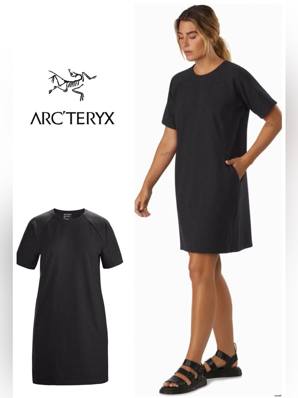 NWT Arc'teryx Black Short-Sleeve Crewneck Shift Dress